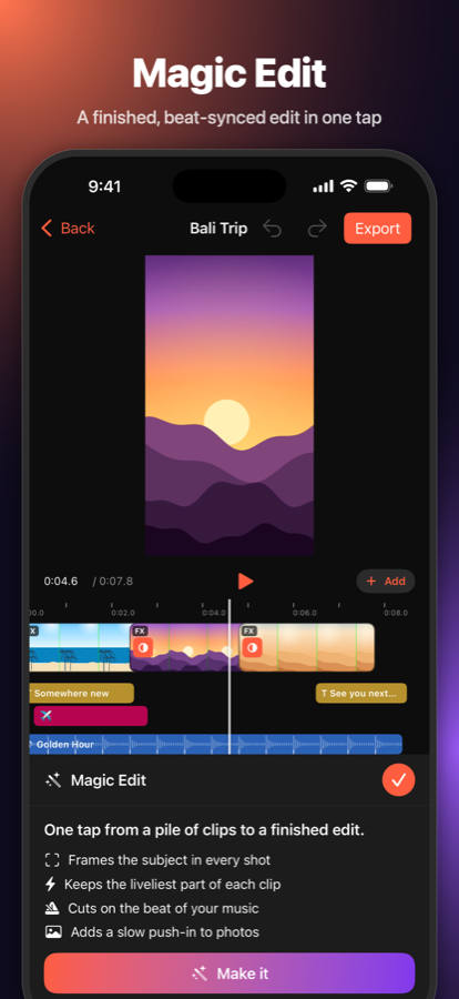 Magic Edit makes a beat-synced edit in one tap